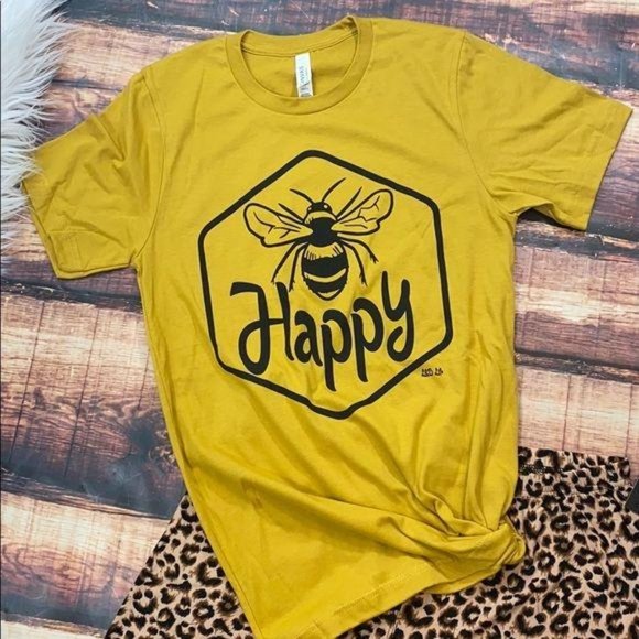 Tops - Bee Happy Graphic Tee Shirt - Bees